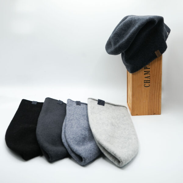 Merino Wool Beanie - Grey to black shades