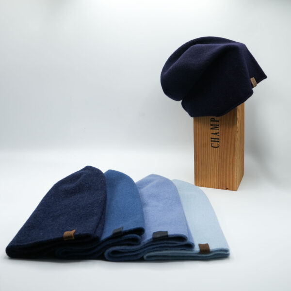Merino Wool Beanie - Blue shades