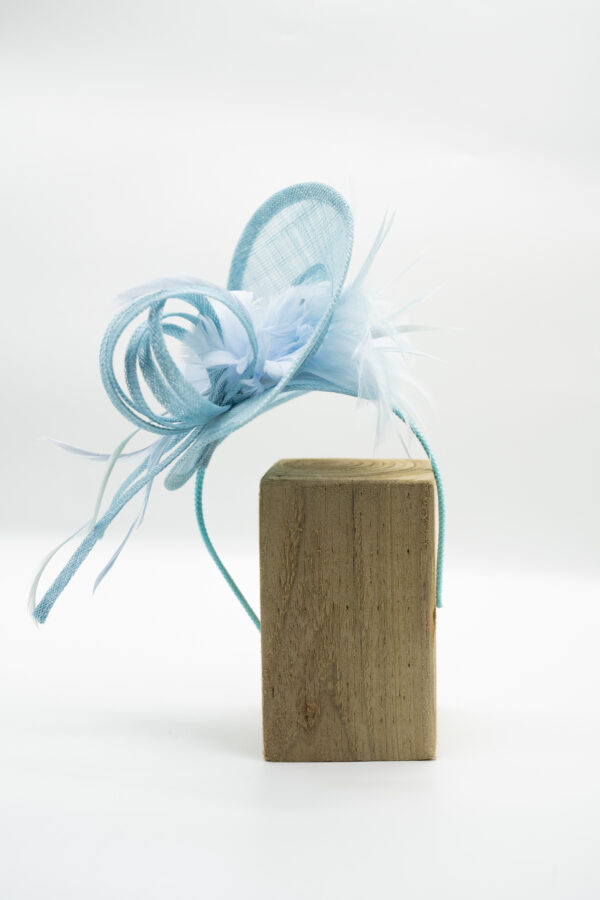 Hand sculpted fascinator in soft blue