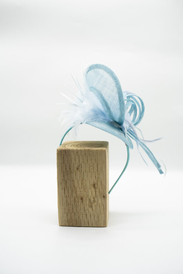Hand sculpted fascinator in soft blue - Image 4