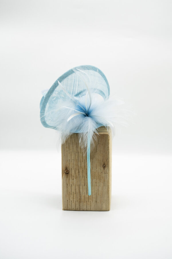 Hand sculpted fascinator in soft blue - Image 3