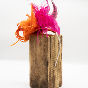 Hand sculpted fascinator in vibrant burnt orange & cerise
